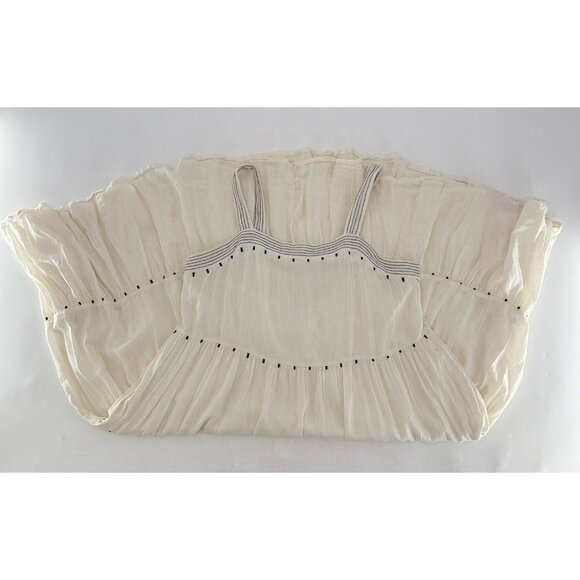 Old Navy Women’s Ivory Tiered Embroidered Midi Swing Dress M Boho, Flaw - Picture 4 of 14